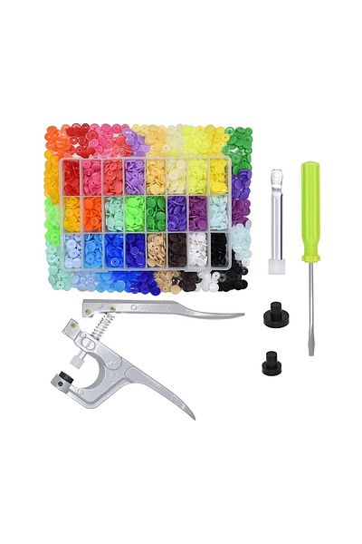 tuhafiyecimiz 360 pcs PLASTIC SNAPS and HAND PILLERS SET