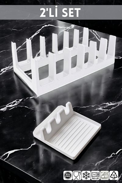 NY HOME 2-Piece Kitchen Set White Pot Lid Organizer