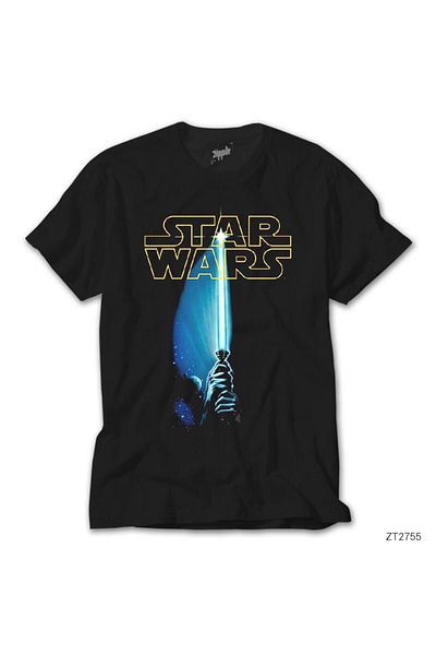 Z zepplin Μαύρο μπλουζάκι Star Wars Sword and Logo