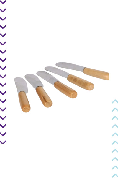 bimbambom Bamboo Handle Butter, Jam, Chocolate Knife Set of 6, Mini Breakfast Knife