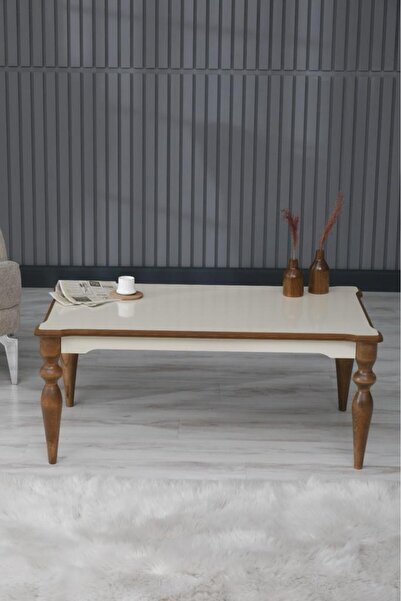 FAYMEND Inci Krem Lüx Ahşap Orta Sehpa