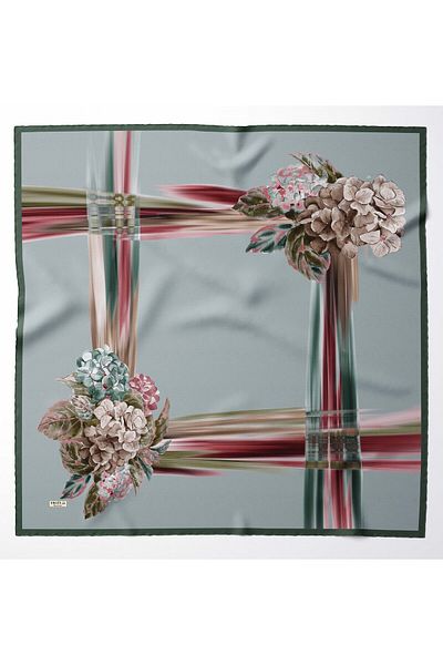 hijabchi Σειρά Water Green Rose Μεγάλο Μεταξένιο Φουλάρι Rayon - 120x120 cm