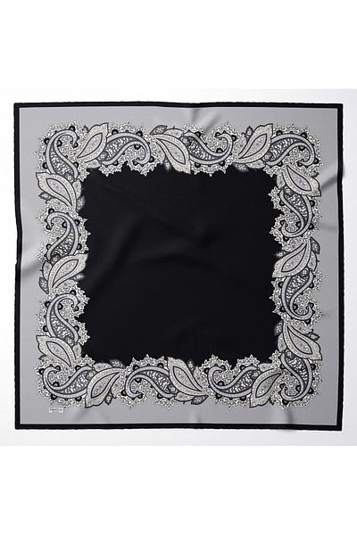 hijabchi Large Size Silky Sura Rayon Scarf - Black - Gray