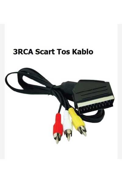 ÇEÇEN HOME ( 1Adet )Scart 3 Rca Video Audio 3 Tos Uydu Dvd Kablo Lcd Tüplü Te...