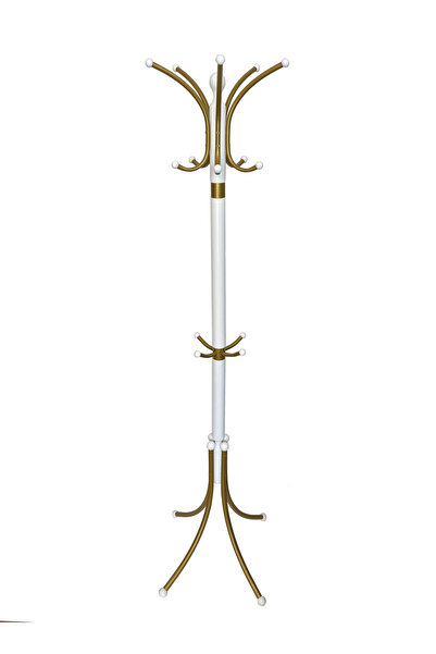 TOLUNAY Portmanto Ayaklı Askılık Yonca Model Gold Beyaz