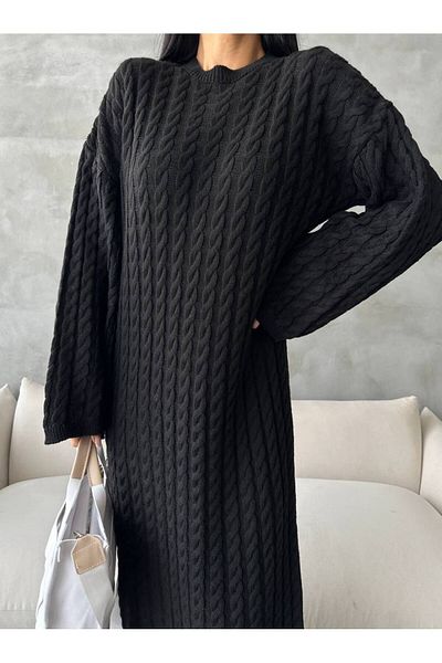 HARMONY GLOBAL Detaliu Impletitura de Par damă Lungime Midi Rochie Lungi Iarna Tricotaj