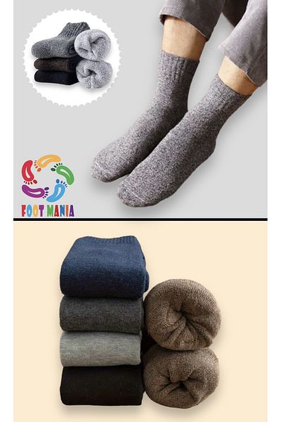 footmania Мъжки зимни чорапи от 5 части дебели хавлиени чорапи (ПОГЛЪЩАЩИ ТОПЛИНАТА)