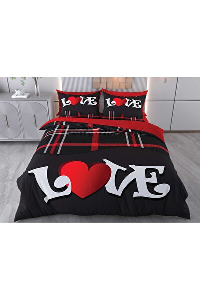 BEYZADE HOME طقم غطاء لحاف مزدوج ثلاثي الأبعاد 6 قطع LOVE 1