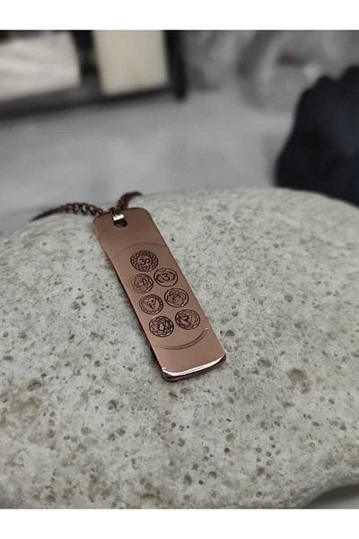 KAVELE 100% Real Pure Copper Motif Copper Necklace -7 Chakra Necklace