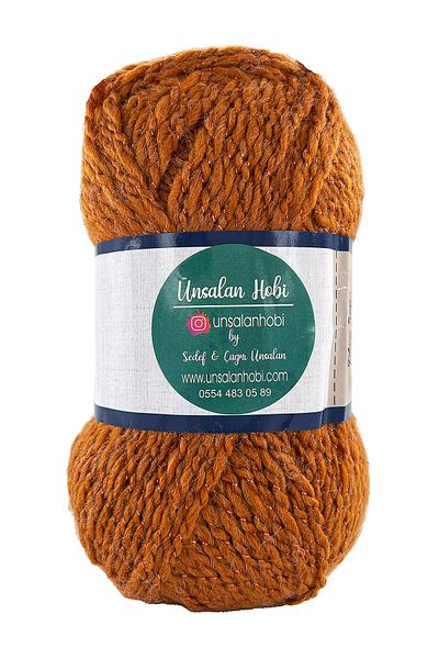 ÜNSALAN HOBİ Angora Tan Colored Glitter Wool Vest - Μεσαία Ποιότητα, 5 Τεμάχια 100gr