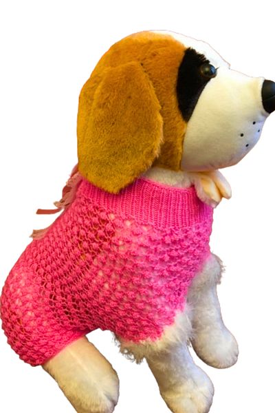 TULEK Pink Colored Hand Knitted Sweater for Cat and Dog