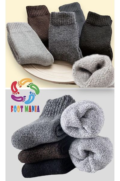 footmania Мъжки зимни чорапи от 5 части дебели хавлиени чорапи (ПОГЛЪЩАЩИ ТОПЛИНАТА)