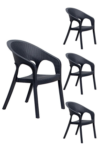 MOBETTO 4 Adet Garden Antrasit Sandalye Balkon bahçe teras