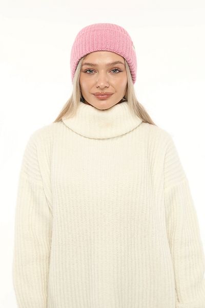 Aghilo Pink Women's Winter Corded Wool Beret