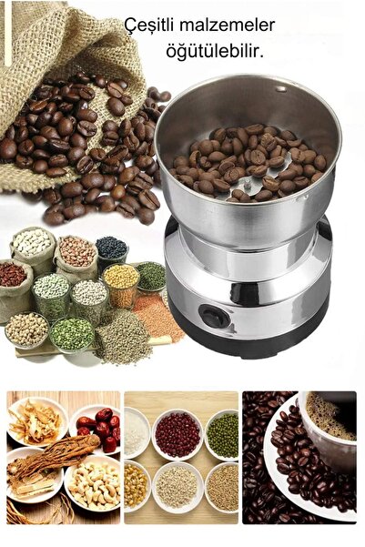Uniquem Elektrikli Çelik Kahve Baharat Öğütücü Kahve Tuz Değirmeni Pirinç Bib...