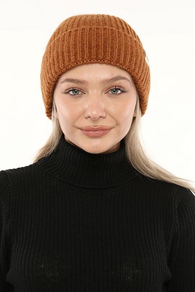 Aghilo Camel Women's Winter Corded Wool Beret