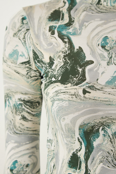 Happiness İstanbul Women's Green Patterned Soft Textured Knitted Blouse RX00038