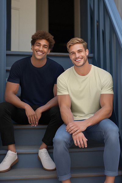 Trendyol Collection Stone-Navy Blue Slim Fit Bavlněné tričko s krátkým rukávem, 2 balení – Tmnss19Bo0075