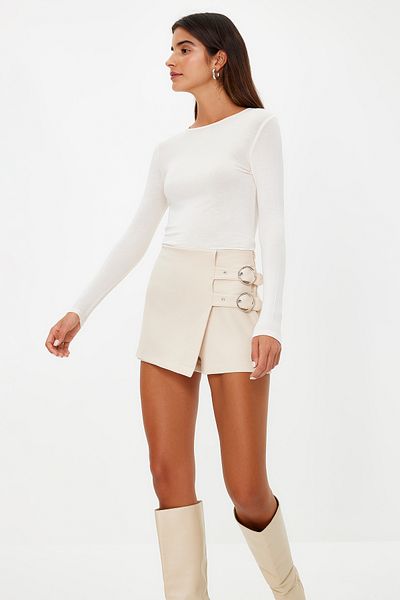 Trendyol Collection Stone Belt részletesen szövött rövidnadrág szoknya TWOAW21SR0034