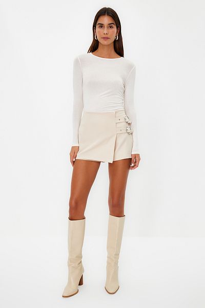 Trendyol Collection Stone Belt részletesen szövött rövidnadrág szoknya TWOAW21SR0034