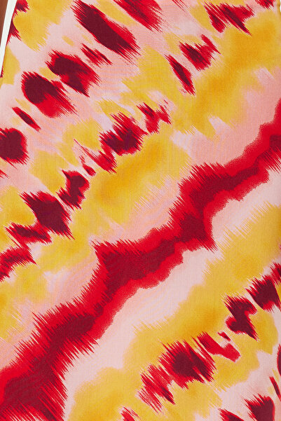 Trendyol Collection Orange Retro Patterned Viscose Fabric Midi Woven Skirt TWOSS23ET00295