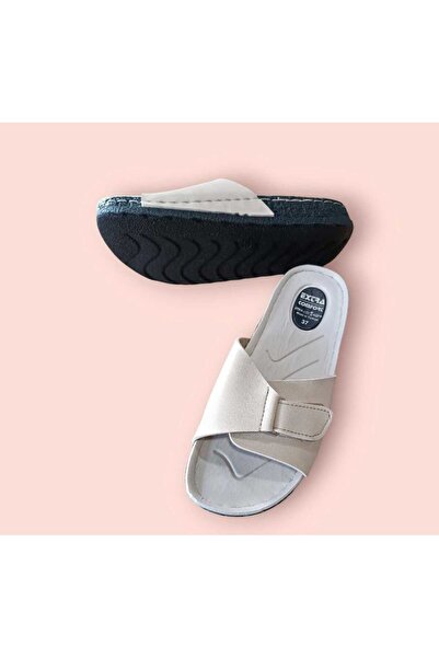 Ayakkabix Kadın Bej Cırtlı Comfort Terlik