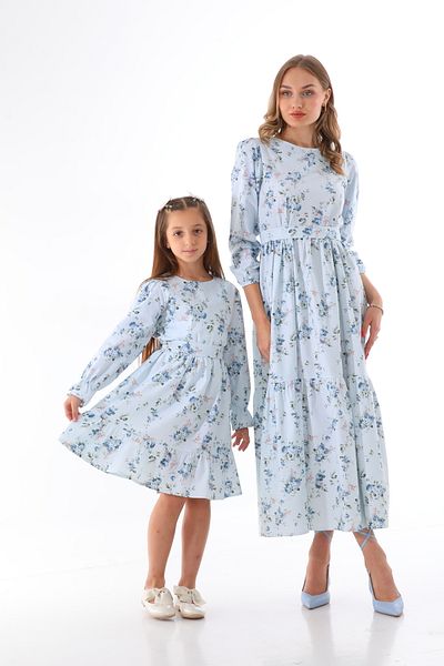 Moda Lippa Blue Hijab Flower Patterned Girl's Combination - Single Price
