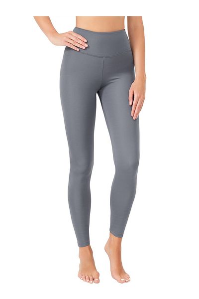LOS OJOS Anthrazitfarbene, schmal geschnittene Sport-Leggings mit hoher Taille und Basics für Damen