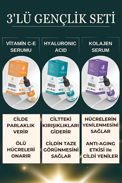 For Your Shine Aydınlatıcı Yüz Serumu Seti - Kolajen Serum Hyluronic Acid Vit...