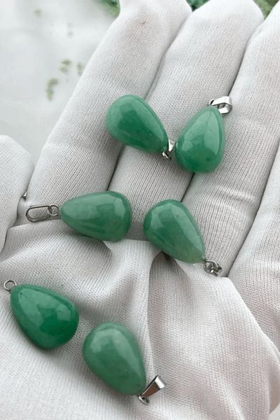 Tesbih Atölyesi Certified Drop Model Real Aventurine Stone Necklace
