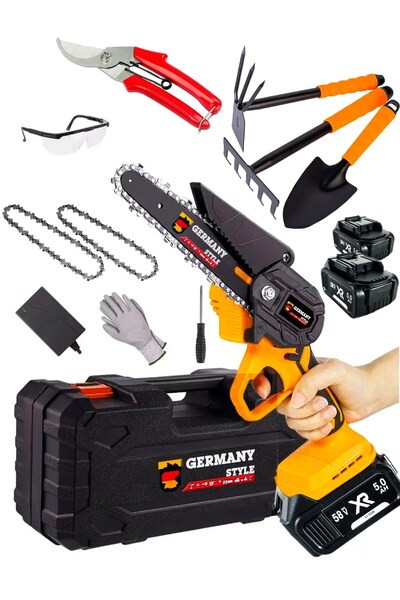 Germany Style 99890VFX Çift Akülü Dal Budama Makinesi Budama Makası Çapa Seti Şarjlı El Testeresi Ba
