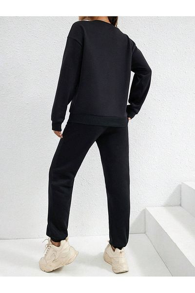 Boi Σετ αθλητική φόρμα Los Angeles California Bottom Top - Μαύρο εμπριμέ Oversize λαστιχένιο λαιμόκοψη
