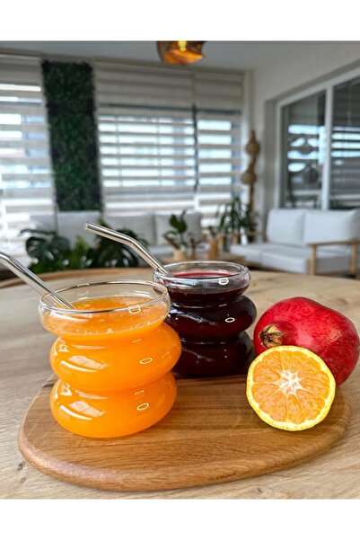 M Mimoza Park Isıya Dayanıklı Asimetrik Şerit Stil Dev Bardak | Kahve Ve Sunu...