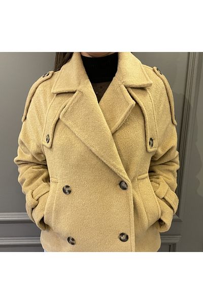 Robin CAMEL BUTTONED - ΠΑΝΙΣΤΙΚΟ ΠΑΝΙΣΤΙΚΟ ΜΕ ΛΕΠΤΟΜΕΡΗ ΜΑΝΙΚΙΑ