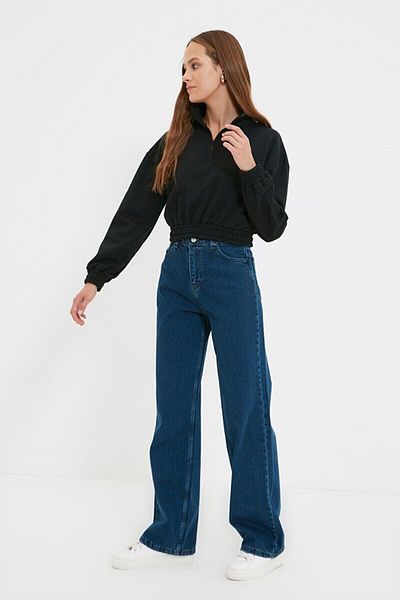 geenz manifacture Pantaloni Palazzo Medusa Smoked Power Lycra cu talie super înaltă, blugi largi