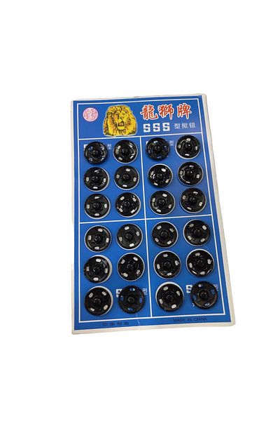 Aslı İplik Black Colored Metal Snap 12 Pieces Medium Size