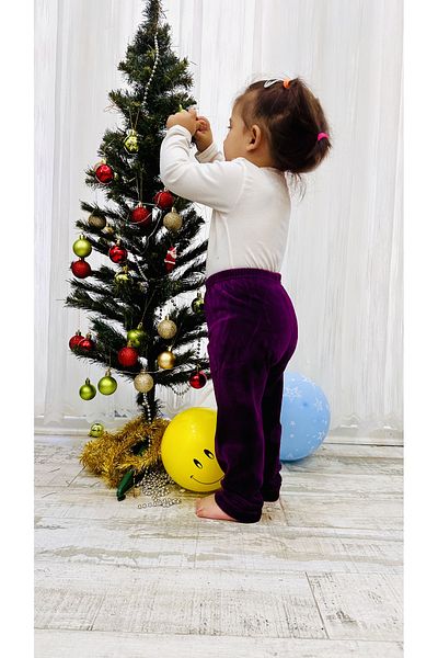 TD Collection Plum Color Velvet Fabric Girl's / Baby Trousers