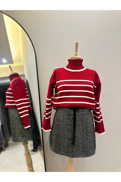 BERNEO Pulover tricot roșu cu tematică de Anul Nou Regular Fit