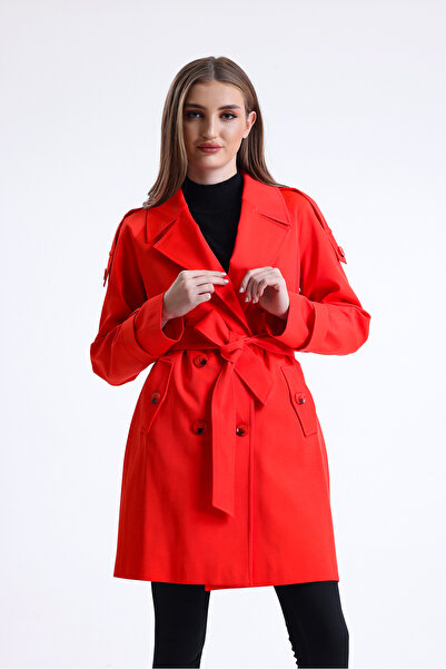 DOLCEBELLA Kruvaze Coral Kapama Kısa Trençkot