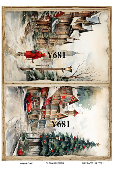 LİNEART Yılbaşı Deseni Pirinç Dekopaj Kağıdı No:YILBAŞI681- 29X42cm