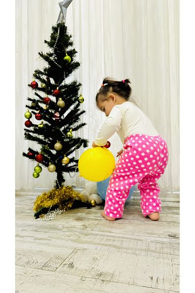 TD Collection White Polka Dot Pink Velvet Fabric Girl's Trousers - Baby Girl's Trousers