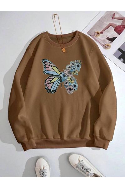 Serays moda Зимен суичър за момиче с щампа на пеперуди