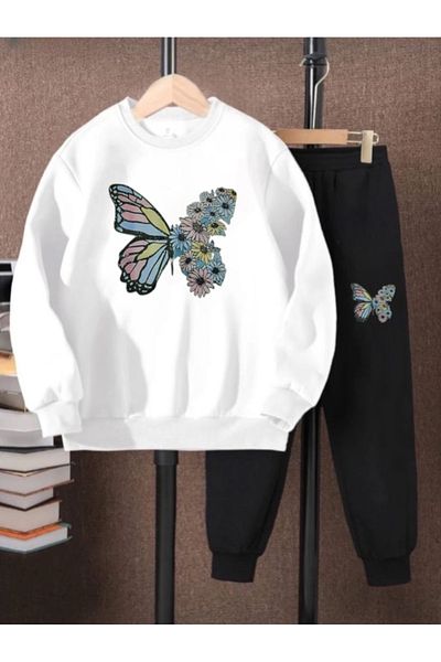 Serays moda Butterfly Printed Girl's Tracksuit Set