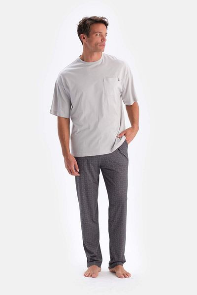 Dagi Σετ πιτζάμες σε γκρι Crew Neck Oversized Top Cotton Modal