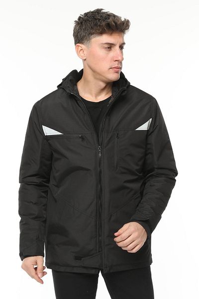 Uniprom Work Coat Hooded Water and Wind Proof Membrane Coated Men's Winter Black