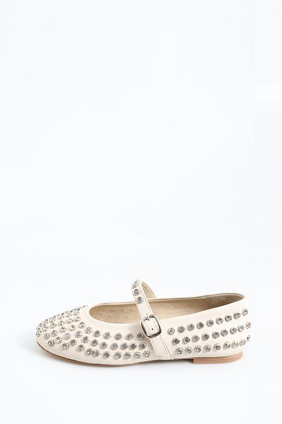 5in1Canpolat Beige Stone Ballerina 23388