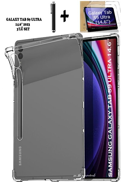 m.tk moveteck Samsung Galaxy Tab S9 Ultra 14.6'' Tablet Kılıf Şefaf Silikon E...