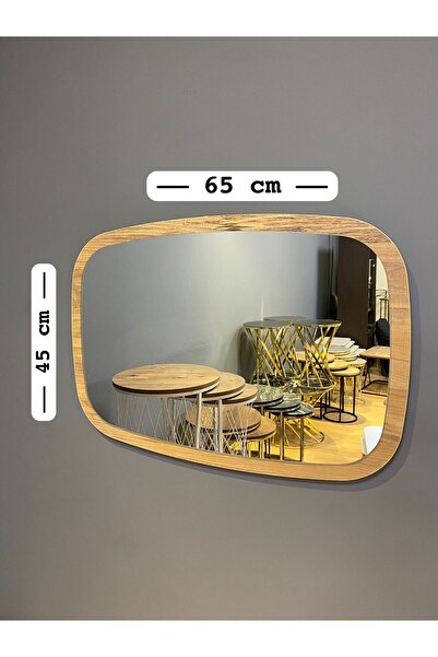 ZTM KONSEPT Ayna Kare Oval Atlantik Çam 45x65 Cm Antre Hol Dresuar Koridor Sa...