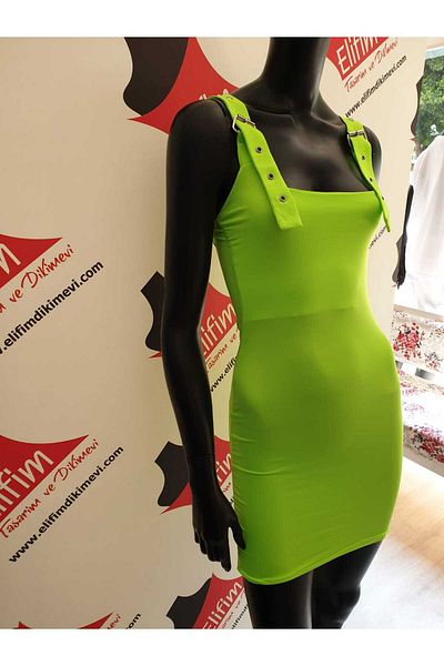 serpildinc Design Neon Green Mini Dress
