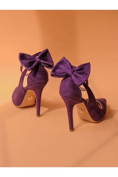 AYAKKABI PRENSİ Wizard Bow Tie Detailed PURPLE SUEDE